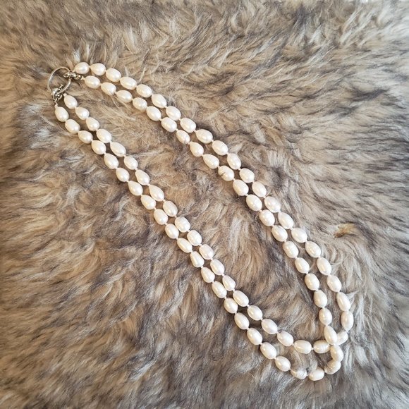 24" White Cultured Freshwater Pearl 2 Strand Necklace-NWOT - Picture 2 of 4